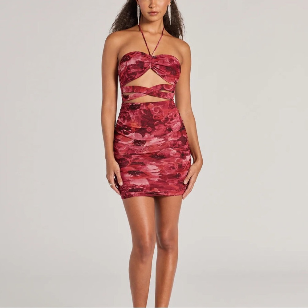 Windsor Halter Cutout Abstract Mini Dress
